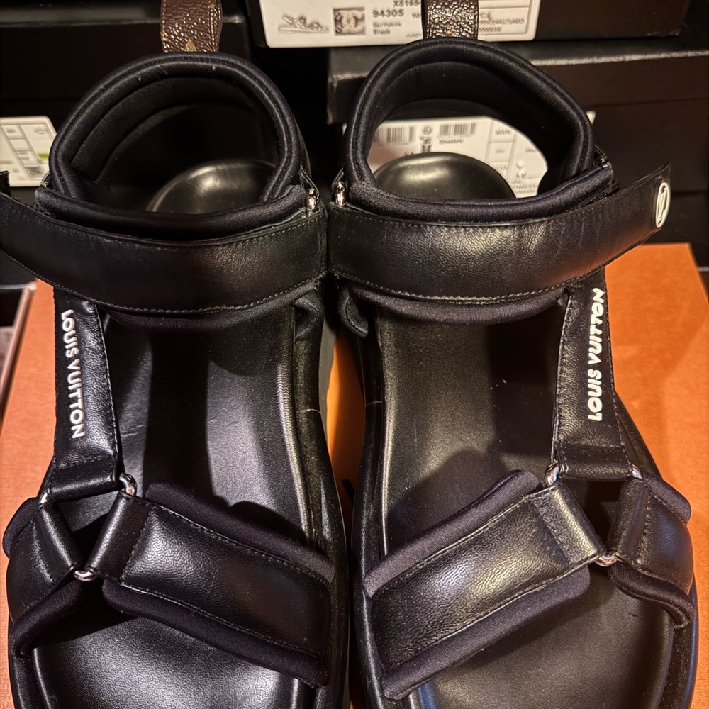 Louis Vuitton Black Womens Sandals